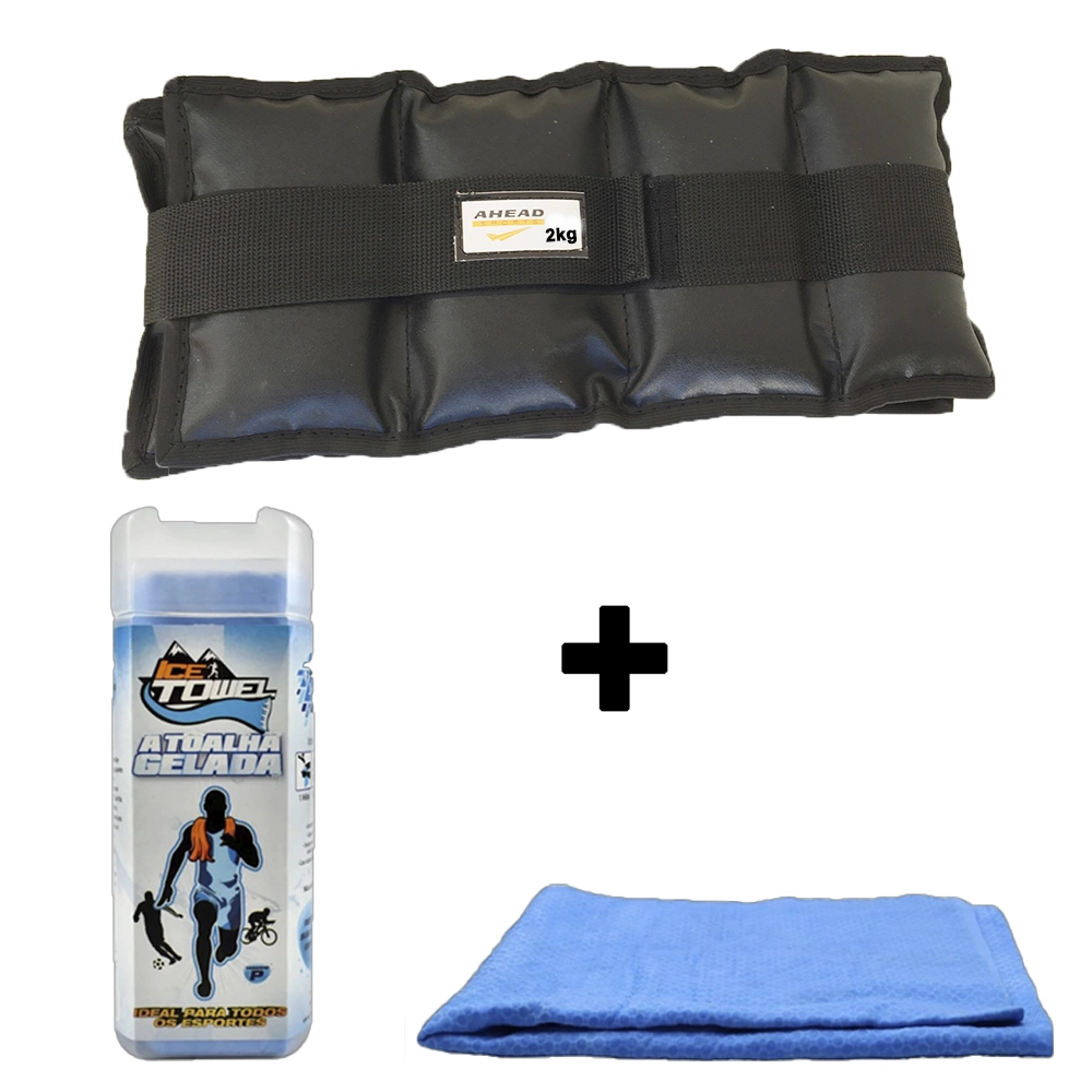 Par Caneleira de Peso 2kg Cada + Ice Towel Ahead Sports para Treino Funcional, Musculação e Fortalecimento Muscular