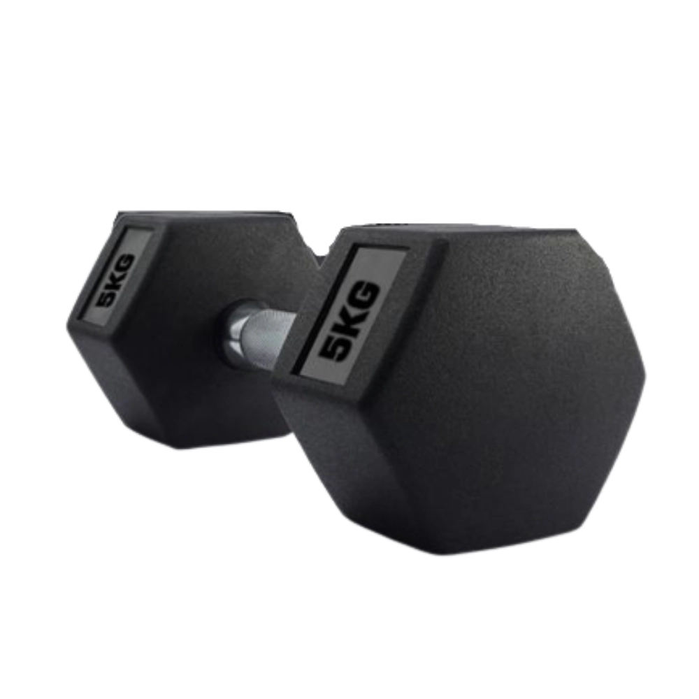 Halter sextavado 5kg emborrachado