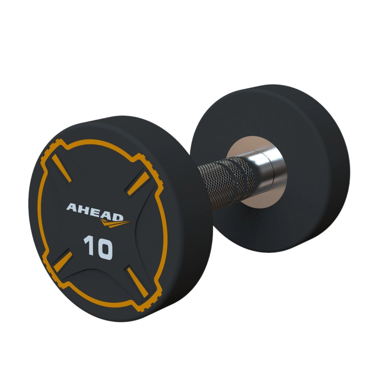 DUMBELL REDONDO TPU VULCANIZADO ABSOLUTE 10KG (PU RUBBER DUMBBELL 10KG) - ABSOLUTE - PRETO