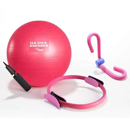 Kit Pilates Completo Ahead Sports Bola 55cm Anel E Arco Tonificador