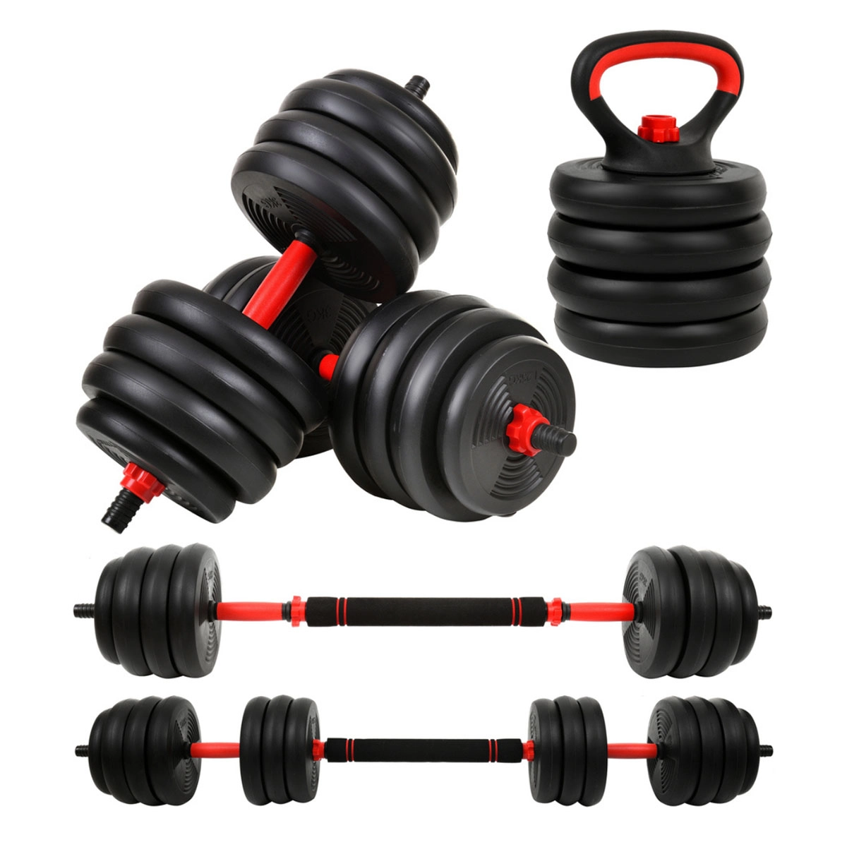 Kit Halteres Musculação Kettlebell 6 Em 1 20kg - As - Preto