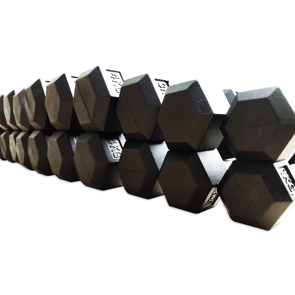KIT HALTERES SEXTAVADO 10 PARES 1KG A 10KG (HEX DUMBBELL KIT 10 PAIRS 1KG TO 10KG) - AS - PRETO