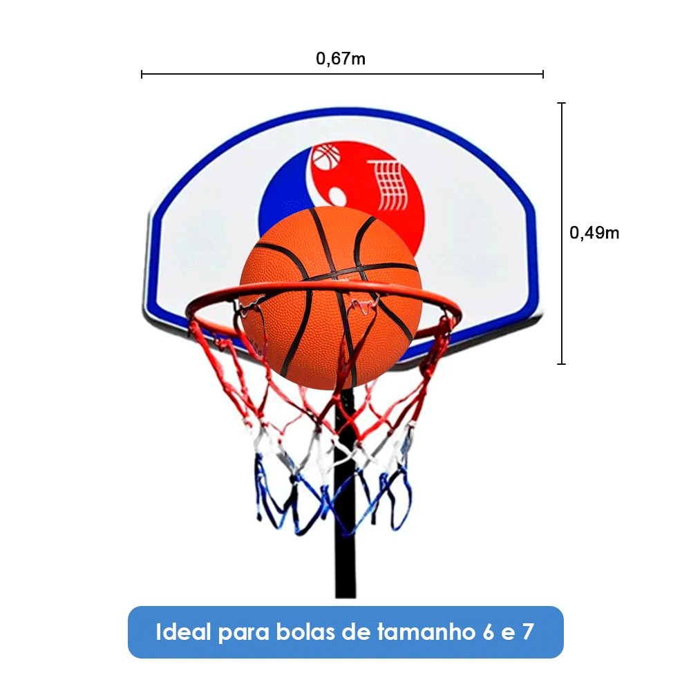 Cesta De Basquete Móvel Ajustável Bonafit Colorido