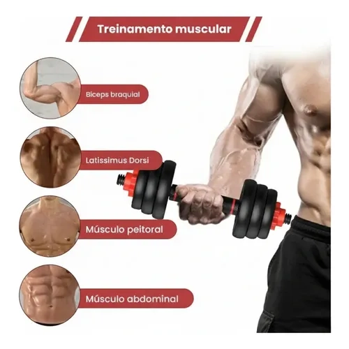 Kit Musculação Funcional 15kg com Barras, Anilhas, 19 Peças, E-book e Figurinha Copa