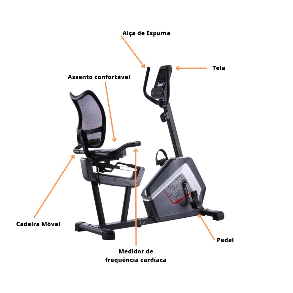 Bicicleta Ergométrica Horizontal Bonafit Residencial Silenciosa Com Monitor Cardíaco