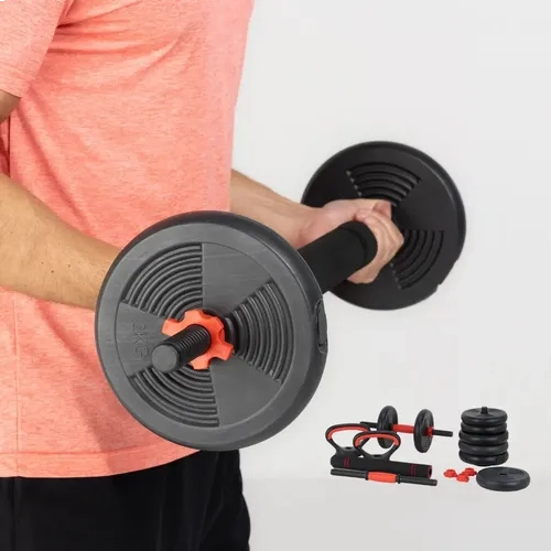 Kit Musculação Funcional 15kg com Barras, Anilhas, 19 Peças, E-book e Figurinha Copa