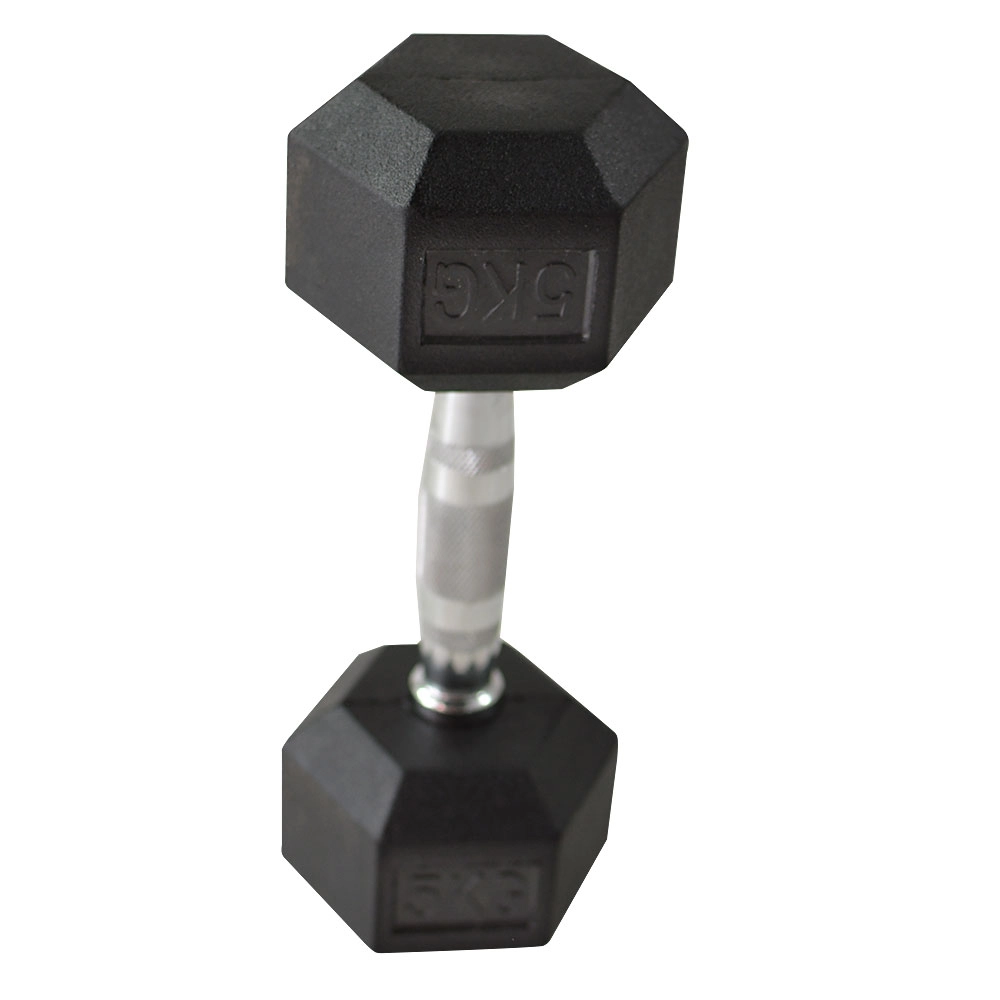 Halter sextavado 5kg emborrachado