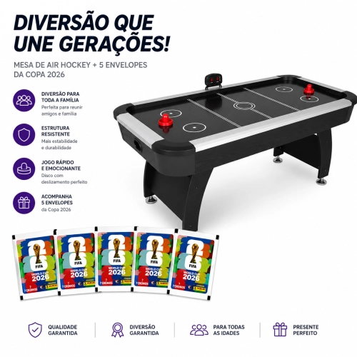 Mesa Air Hockey Profissional Ahead Sports 220V com Placar LED + 5 Figurinhas da Copa