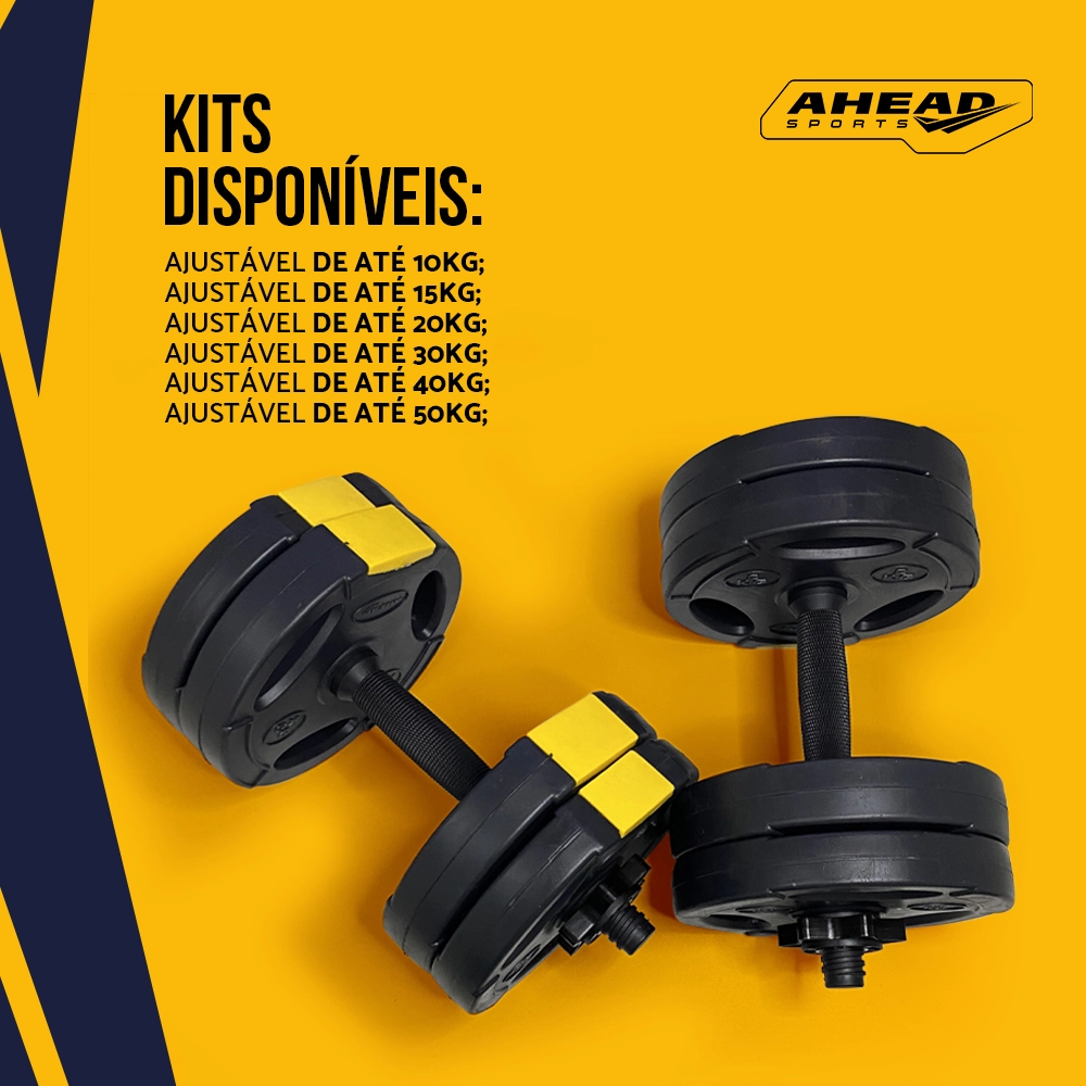 Kit Halteres Ajustáveis com Barras até 40kg para Musculação em Casa