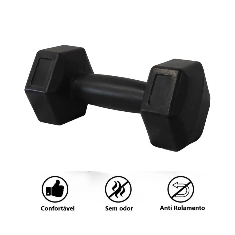 Halter Bonafit em PVC Preto de 9kg Ergonômico, Resistênte e Confortavel