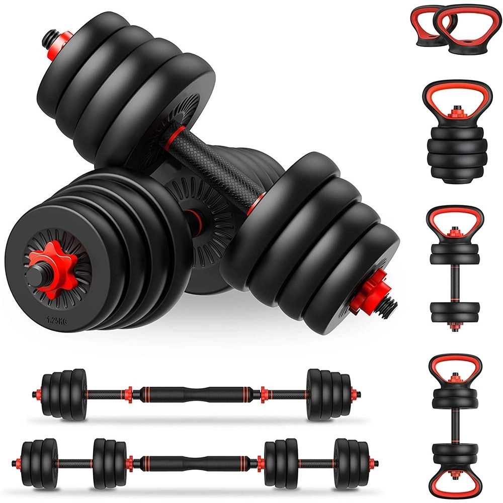 ESTAÇÃO 75KG 3 FRENTES + KIT DE HALTERES 6 EM 1 ATÉ 20KG 