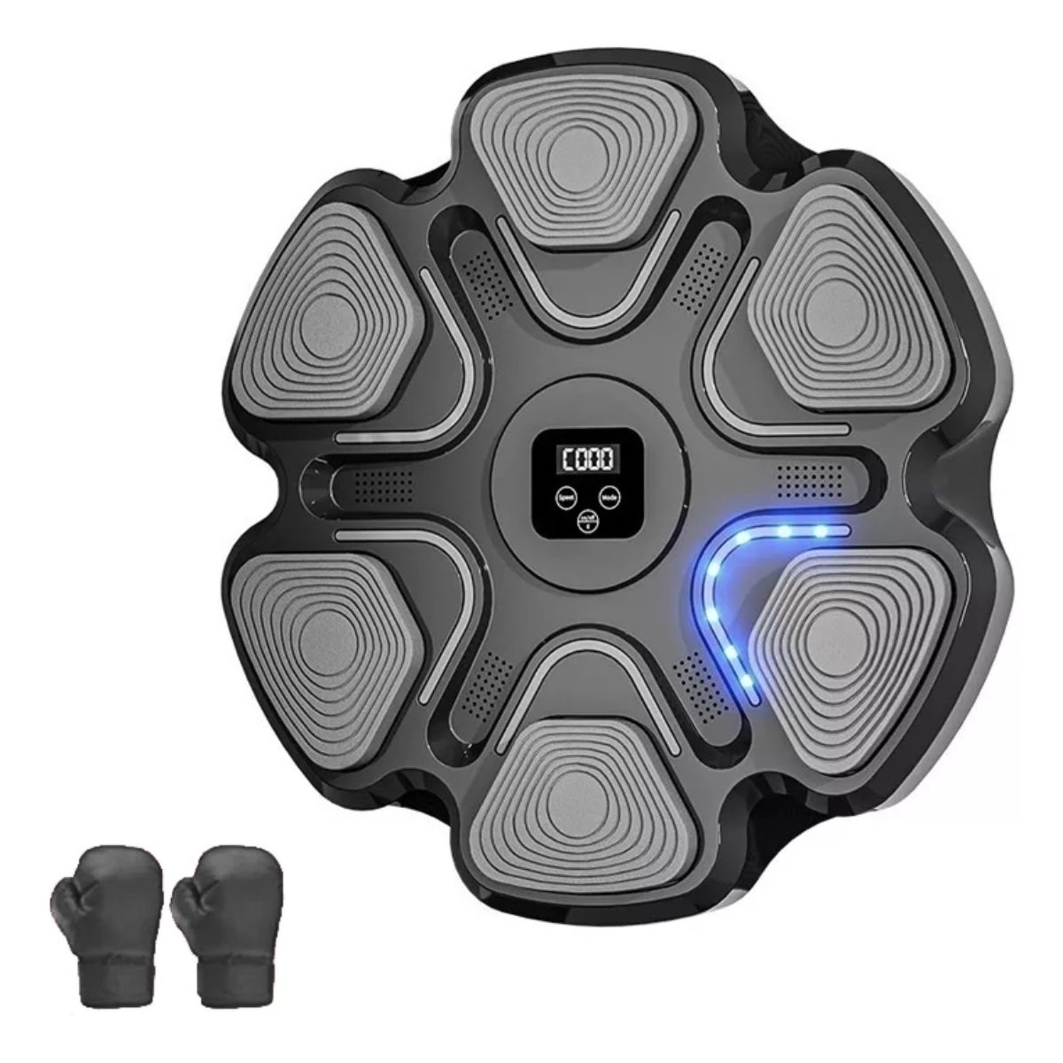 Treino De Boxe Máquina Musical Led Inteligente Com Luvas Cinza Escuro