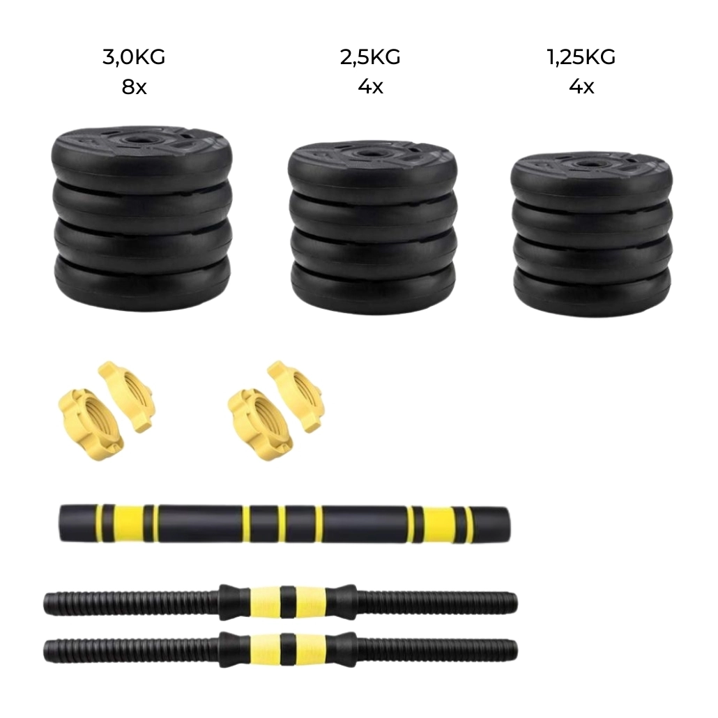Kit Halteres 3 Em 1 Peso Musculação Até 40kg Ajustável