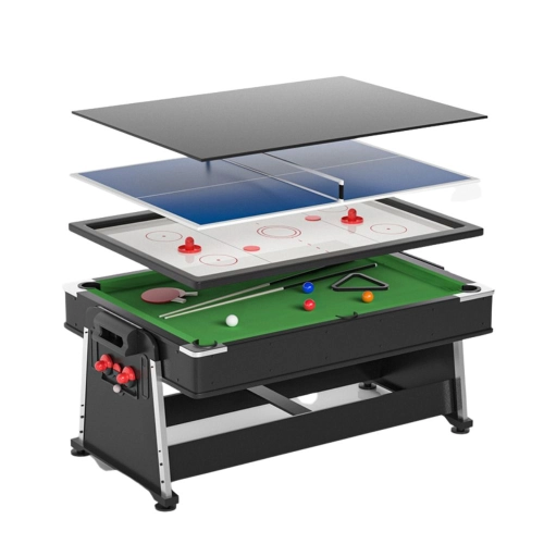 Mesa Multijogos 4 em 1 Winmax com Ping Pong, Bilhar, Air Hockey, Acessórios + 5 Figurinhas da Copa