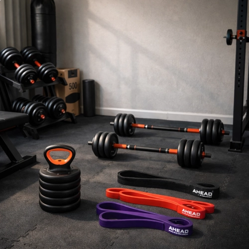 Kit Halter Kettlebell Barra Ajustável 20kg 6 em 1 + Super Band 3 Intensidades