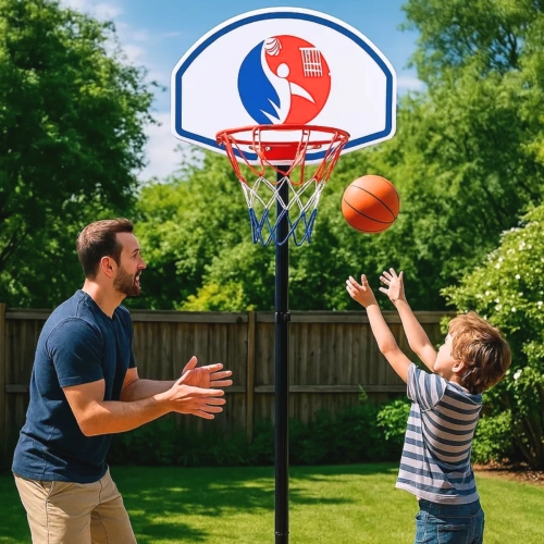 Cesta de Basquete Móvel Infantil com Altura Regulável Até 205 cm + Figurinhas da Copa