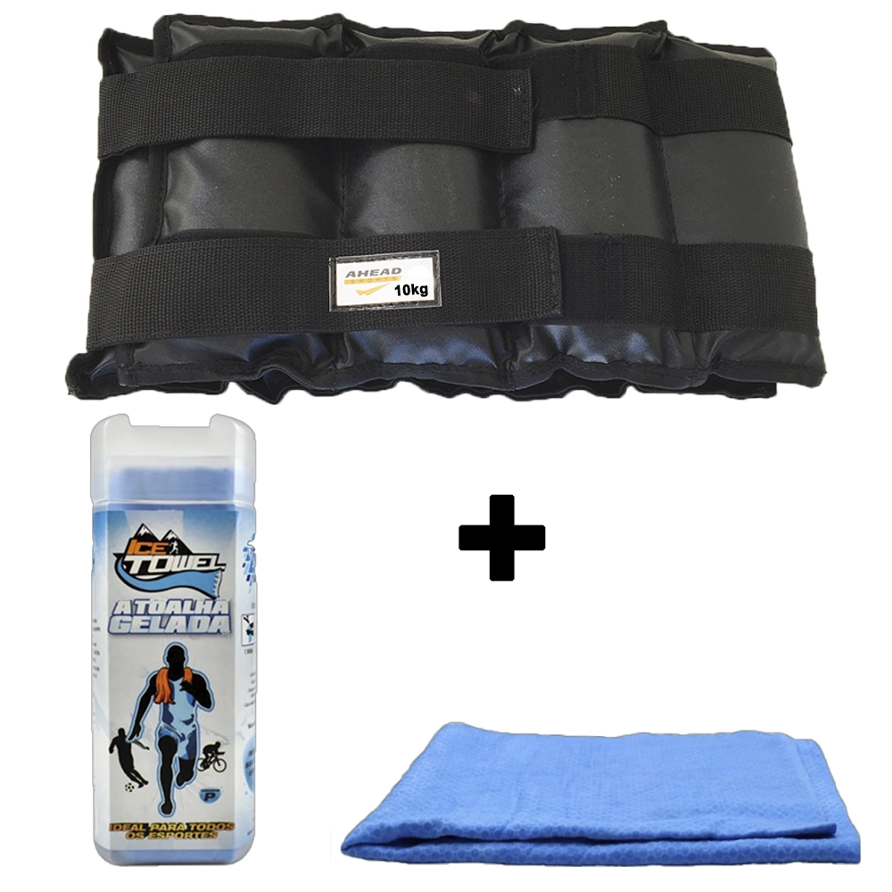 Kit Caneleira de Peso 10kg Cada + Ice Towel Ahead Sports para Treino Funcional, Musculação, Condicionamento Físico e Fortalecimento Muscular
