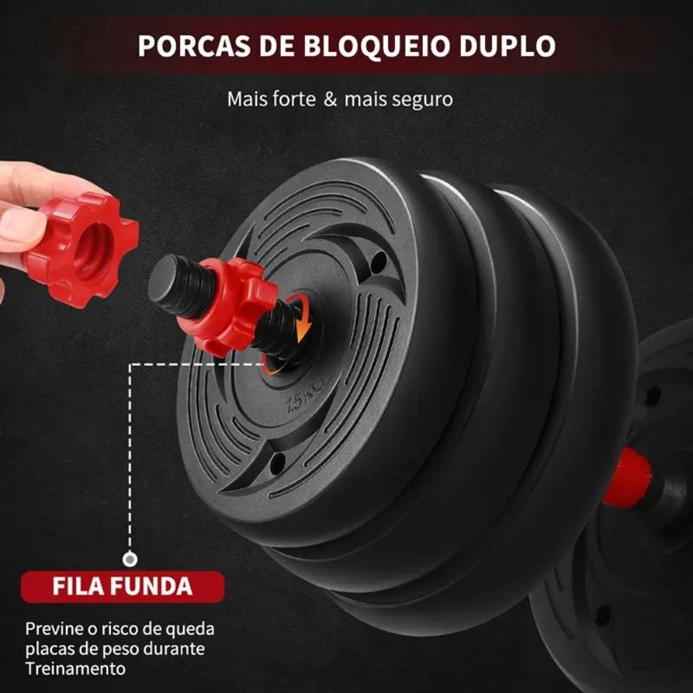 Kit Halter Kettlebell 6 em 1 Ajustável Até 20kg Ahead Sports Treino em Casa