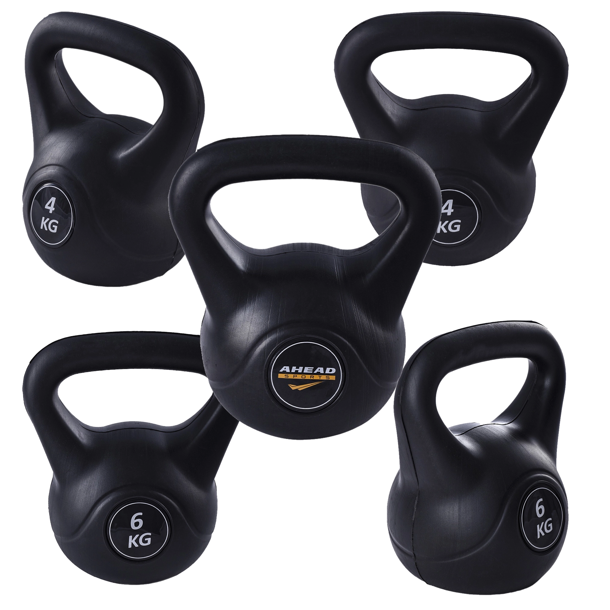 Kit 2 Pesos Kettlebell 4Kg E 6Kg (Kettlebell Set 4Kg And 6Kg) - Ultrafit - Preto