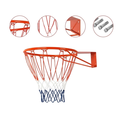 Aro Oficial de Basquete Profissional 45cm em Aço com Rede Tricolor