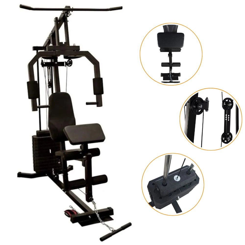Estação De Musculação 45Kg (Home Gym Station 45Kg) - Bonafit - Preto