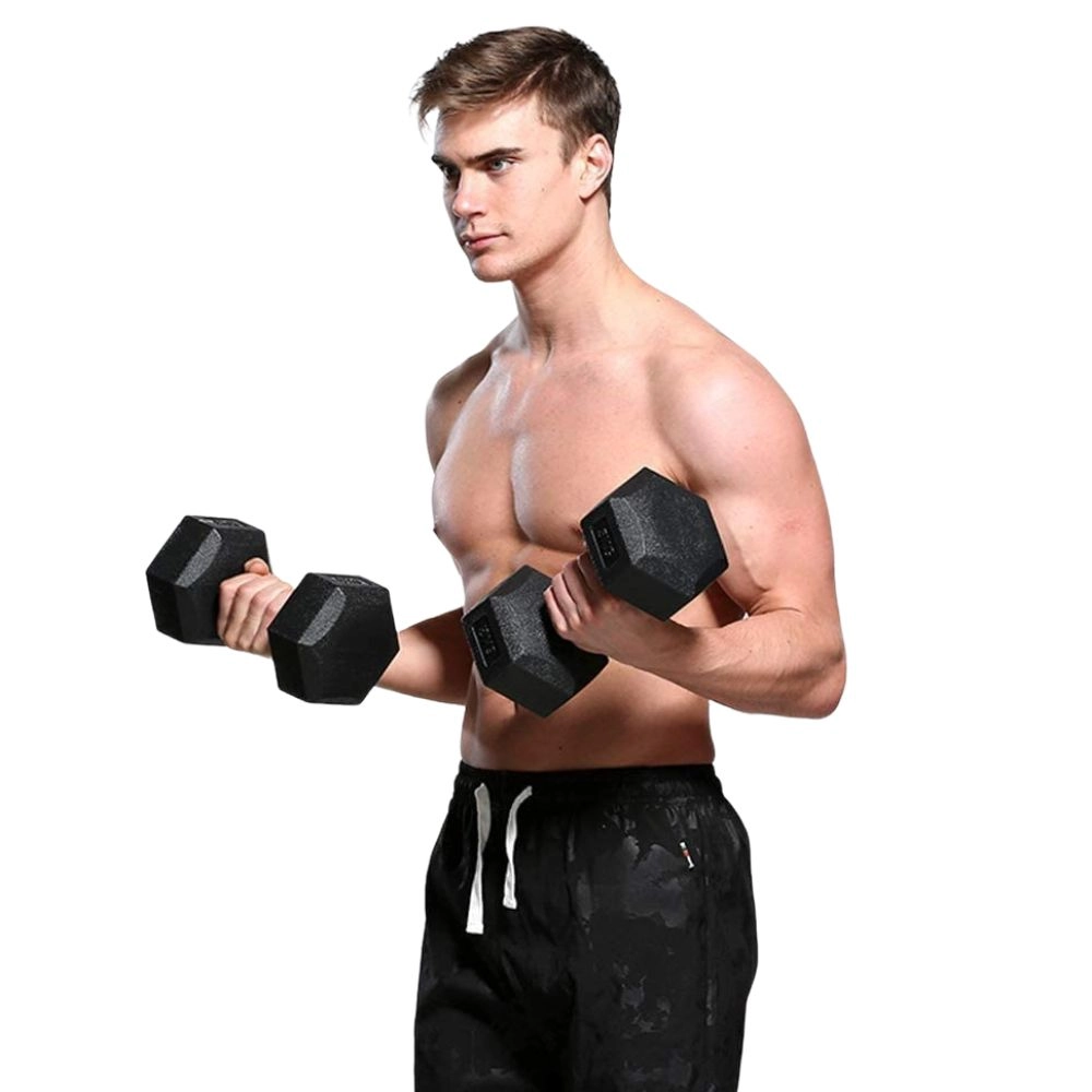 Par de Halteres Sextavados 1KG Bonafit Dumbbells de Cimento Revestidos em PVC