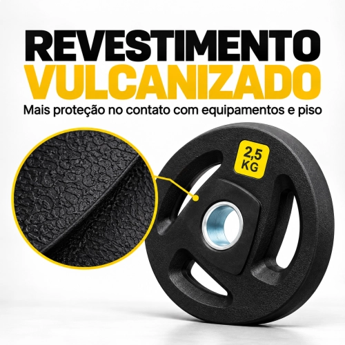 Anilha Olímpica Vulcanizada Ahead Sports 50mm | 1,25kg a 25kg