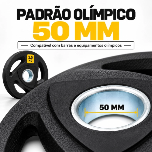 Anilha Olímpica Vulcanizada Ahead Sports 50mm | 1,25kg a 25kg