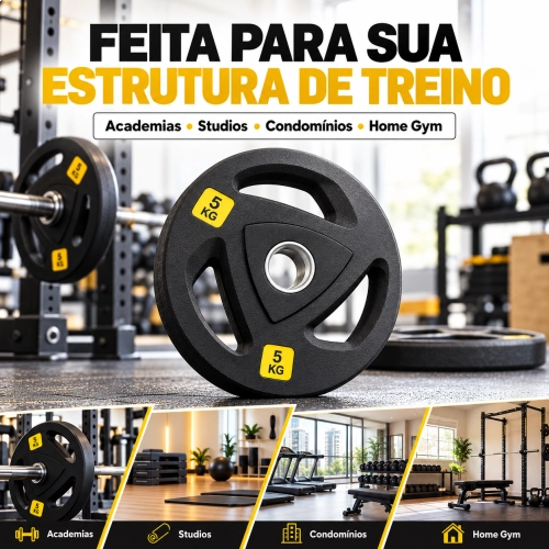 Anilha Olímpica Vulcanizada Ahead Sports 50mm | 1,25kg a 25kg