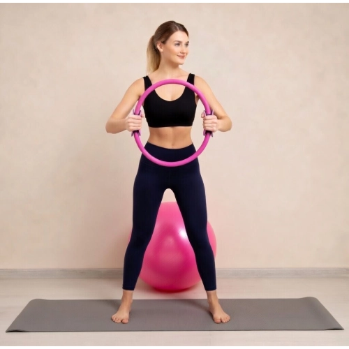 Kit Pilates Completo Ahead Sports Bola 55cm Anel E Arco Tonificador