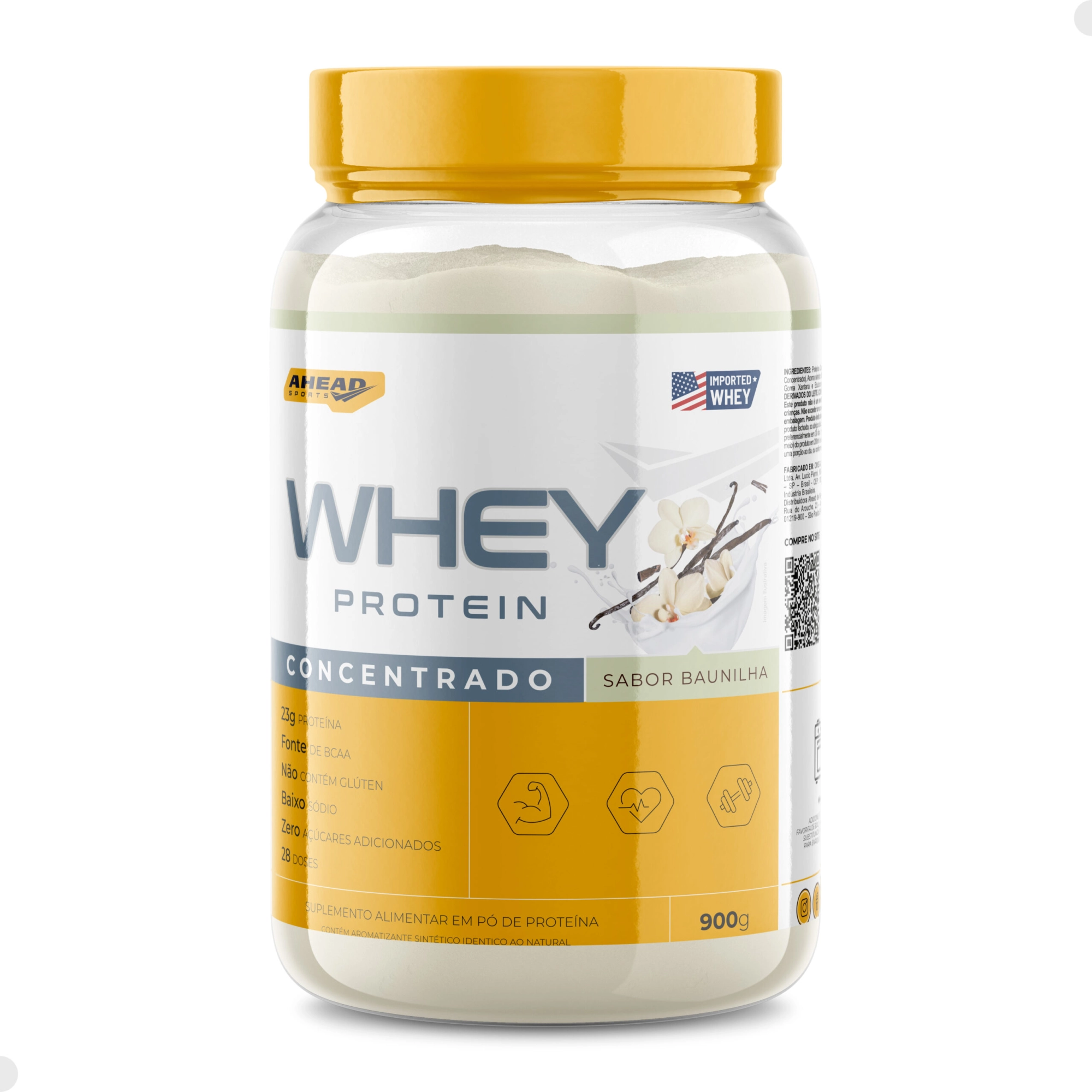 PROTEÍNA DE SORO DE LEITE 100% BAUNILHA 900G (VANILLA WHEY PROTEIN) - SUPPLEMENTS - BRANCO