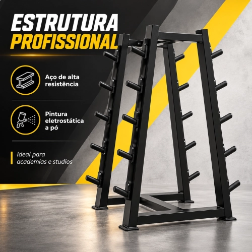 Suporte Profissional para 10 Barras Montadas A-Frame para Academia
