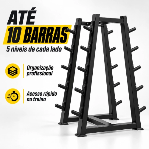 Suporte Profissional para 10 Barras Montadas A-Frame para Academia Suporte Profissional para 10 Barras Montadas A-Frame para Academia