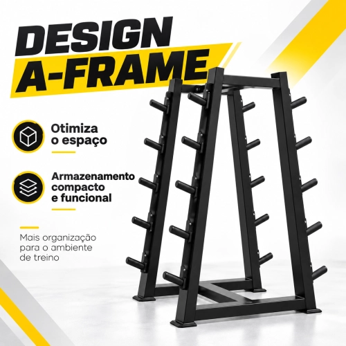 Suporte Profissional para 10 Barras Montadas A-Frame para Academia