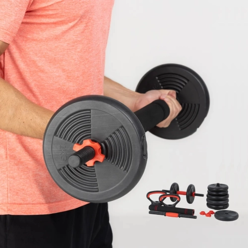 Kit Halter Kettlebell Barra Ajustável 20kg 6 em 1 + Super Band 3 Intensidades