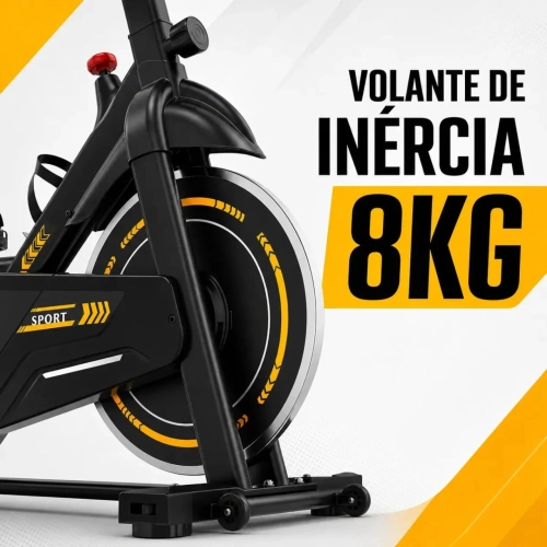 Bicicleta Ergometrica 8kg Preta/amarela