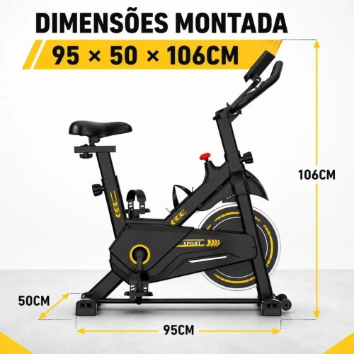 Bicicleta Ergometrica 8kg Preta/amarela