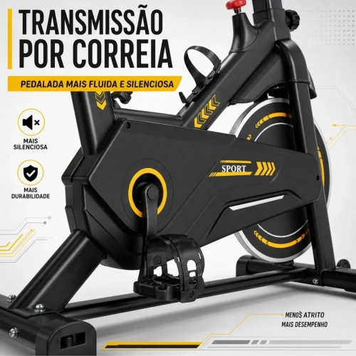 Bicicleta Ergometrica 8kg Preta/amarela