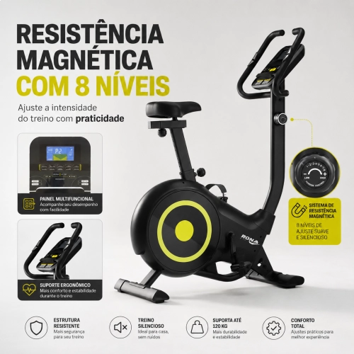 Bicicleta Ergométrica Vertical Residencial Bonafit Magnético 5kg Preto