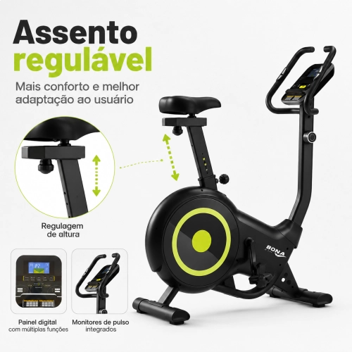 Bicicleta Ergométrica Vertical Residencial Bonafit Magnético 5kg Preto