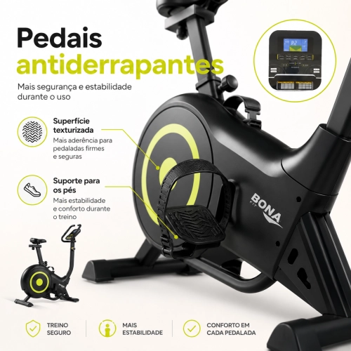 Bicicleta Ergométrica Vertical Residencial Bonafit Magnético 5kg Preto