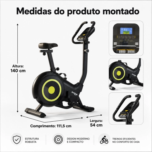 Bicicleta Ergométrica Vertical Residencial Bonafit Magnético 5kg Preto