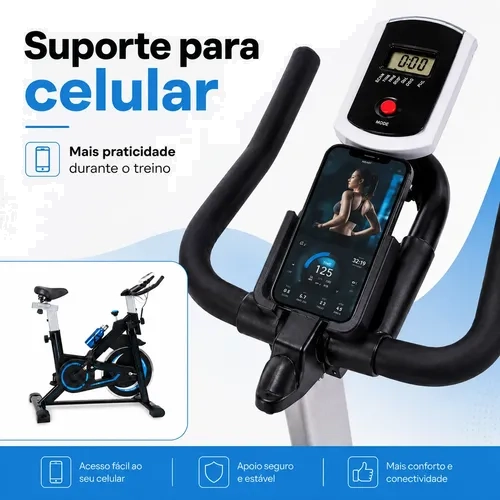 Bicicleta Spinning Ergométrica 13kg 120kg Com Monitor Ahead