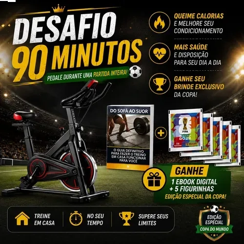 Bicicleta Spinning Ergométrica Ahead para Treino + E-book Digital e 5 Figurinhas da Copa