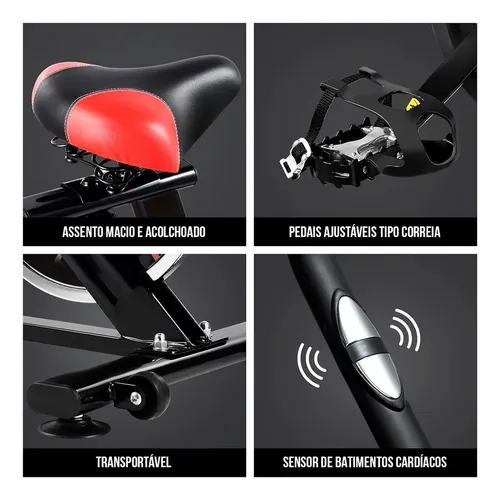 Bicicleta Spinning Ergométrica Ahead para Treino + E-book Digital e 5 Figurinhas da Copa