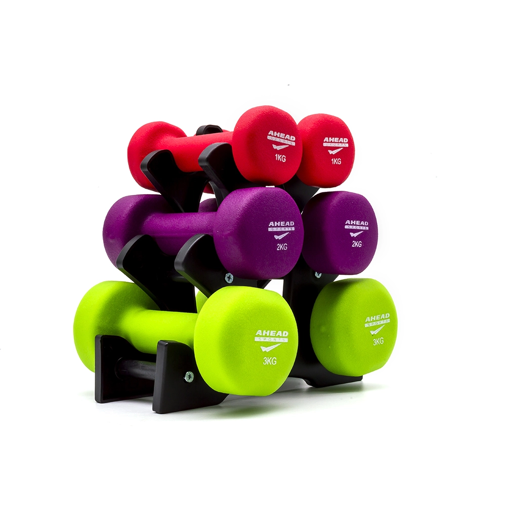 Kit Halteres 3 Unidades + Suporte 12kg Colorido