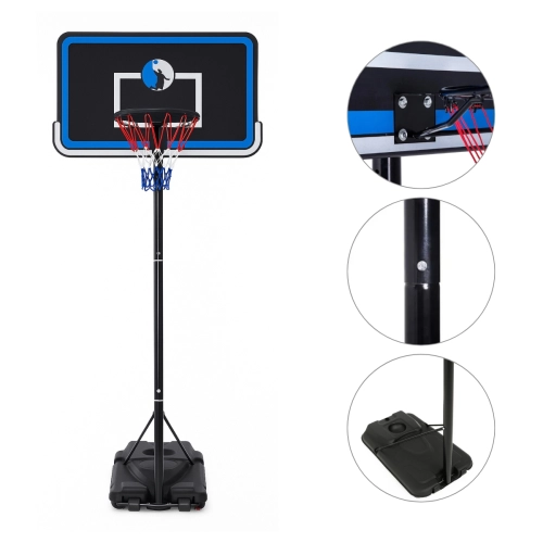 Cesta de Basquete Profissional Móvel 3,05m com Aro Oficial e Base Estável