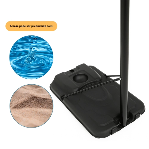 Cesta de Basquete Profissional Móvel 3,05m com Aro Oficial e Base Estável