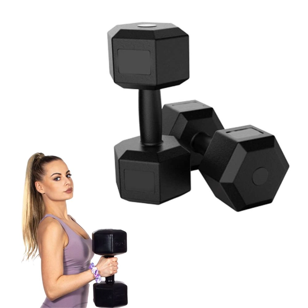 Par de Halteres Sextavados 1KG Bonafit Dumbbells de Cimento Revestidos em PVC