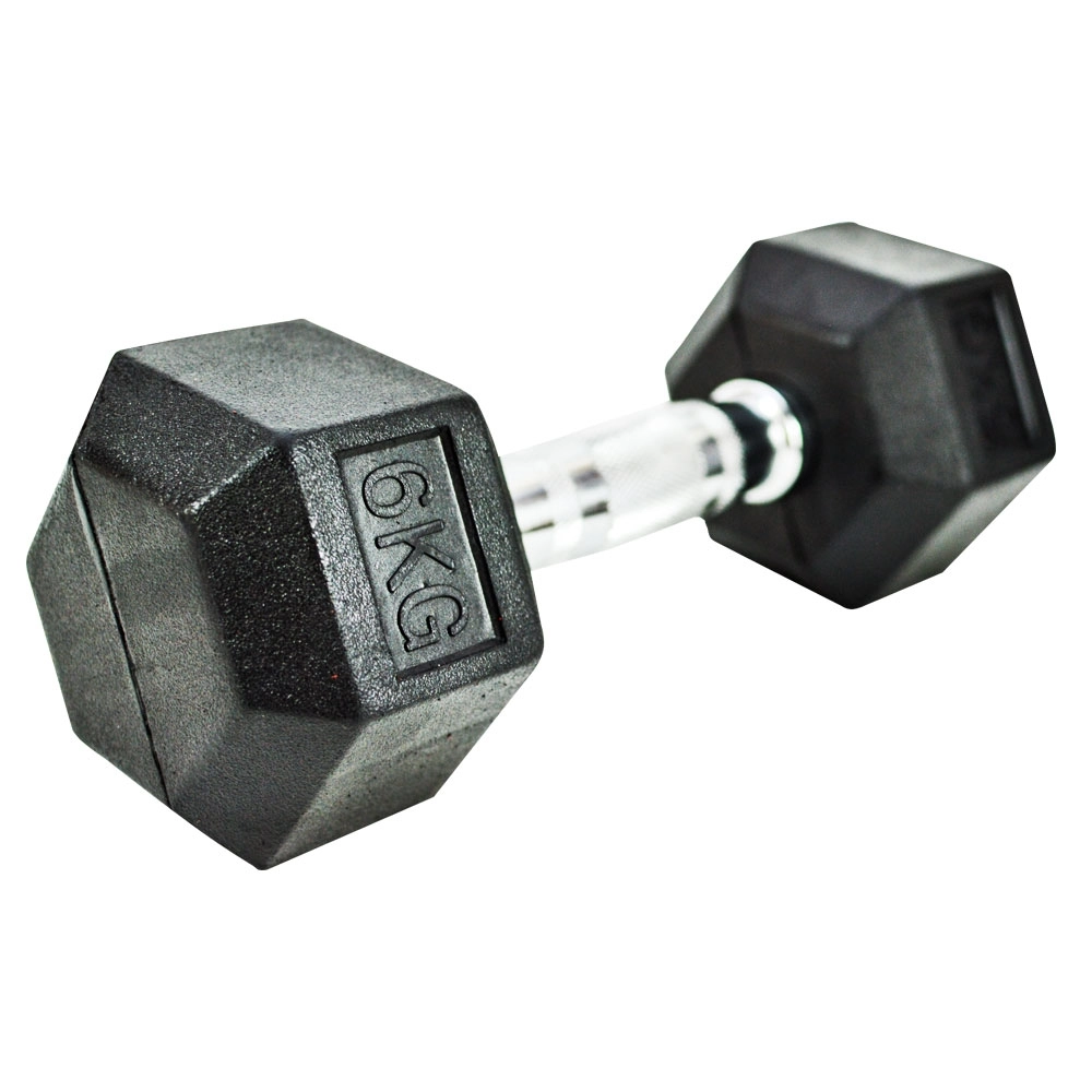 Halter sextavado 6kg emborrachado